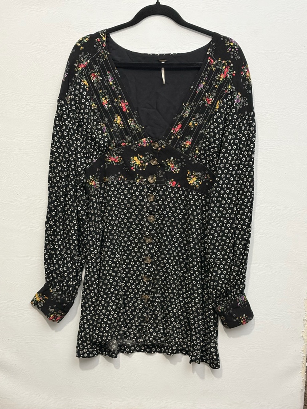 Free People Black Floral Mini Dress - Picture 3 of 13